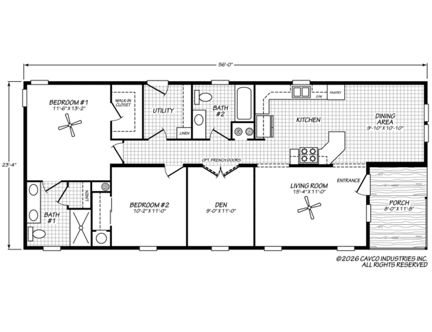 Harbor View 24562B | 2 bedroom, 2 bathroom, 1307 sqft home. Built by Cavco - Plant City in Plant City, FL.