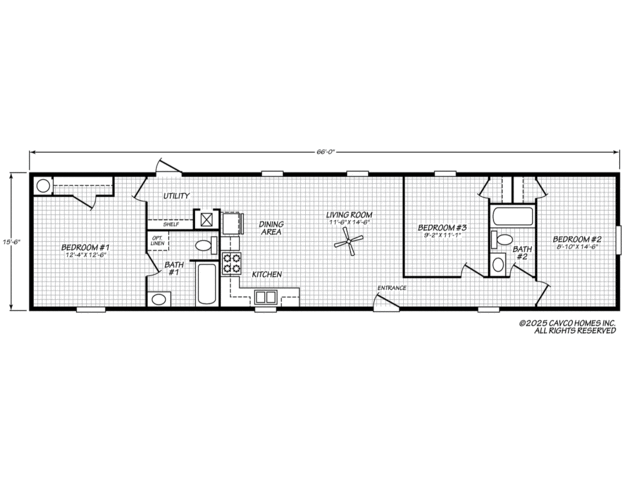 Berkshire 16663C | 3 bedroom, 2 bathroom, 1023 sqft home | Built by Cavco - Rocky Mount in Rocky Mount, VA.