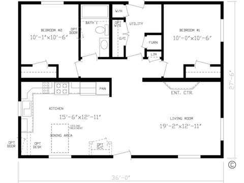 The Paradise Modular 28362AM | 2 bedroom, 1 bathroom, 990 sqft home | Built by Cavco - Montevideo in Montevideo, MN.
