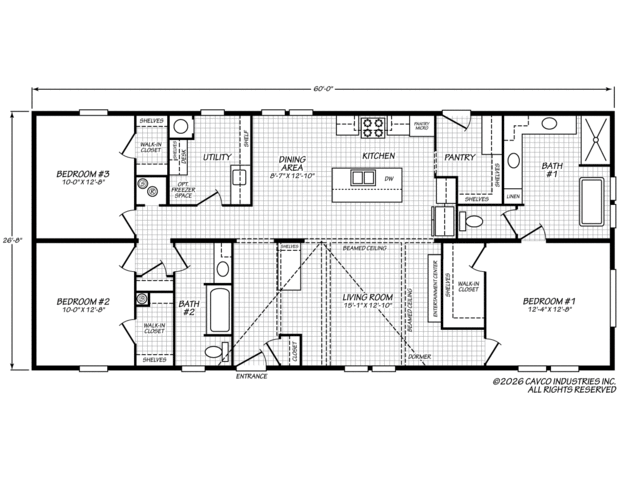 3 Bed Manufactured Home (Double-wide) for Sale - Atmos 28603N