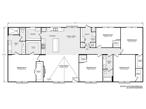 Sundance IV 32765A | 5 bedroom, 2 bathroom, 2356 sqft home. Built by Cavco - Austin in Austin, TX
