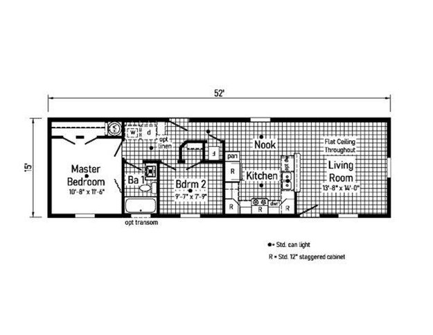Landmark Single 16522A | 2 bedroom, 1 bathroom, 780 sqft home | Built by Cavco - Goshen in Goshen, IN.