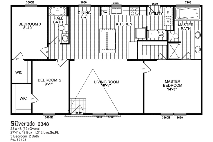 Silverado 2348 Acorn Series Manufactured Home Houston TX
Floorplan