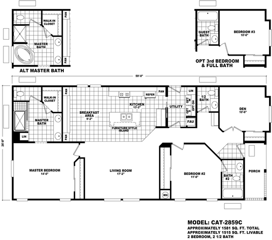 Catalina 28592C | 2 bedroom, 2 bathroom, 1581 sqft home. Built by Cavco - Phoenix in Phoenix, AZ