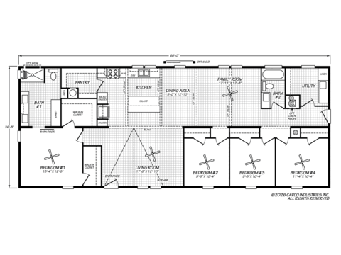 Finley 28684A | 4 bedroom, 2 bathroom, 1814 sqft home. Built by Cavco - Plant City in Plant City, FL.