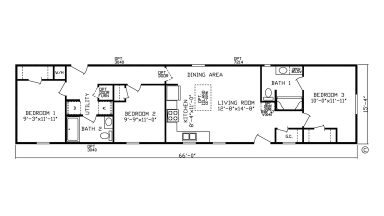 Clover | 3 bedroom, 2 bathroom, 1012 sqft home. Built by Cavco - Rocky Mount in Rocky Mount, VA. National Community house.