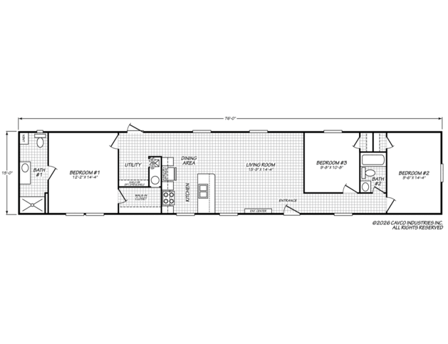 Westfield Classic 16763Z | 3 bedroom, 2 bathroom, 1140 sqft home | Built by Cavco - Douglas in Douglas, GA.