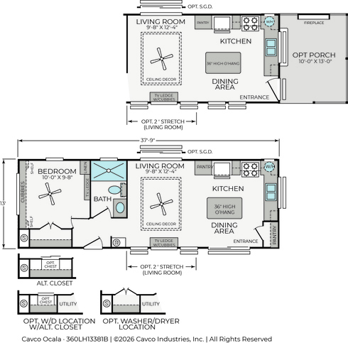 Lake Charles 13381B | 1 bedroom, 1 bathroom, 495 sqft home | Built by Cavco - Ocala in Ocala, FL.