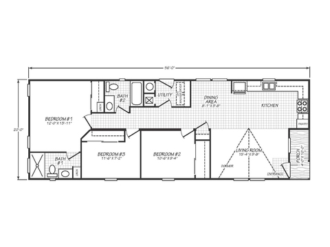 Solaris 20563P | 3 bedroom, 2 bathroom, 1120 sqft home | Built by Cavco - Goodyear in Goodyear, AZ.
