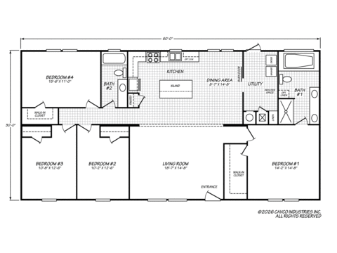 Answer House 30604A | 4 bedroom, 2 bathroom, 1800 sqft home. Built by Cavco - Fort Worth in Fort Worth, TX.