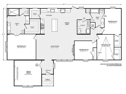 La Sierra 47684A | 4 bedroom, 2 bathroom, 2426 sqft home. Built by Cavco - Austin in Austin, TX