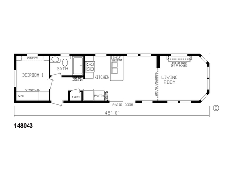 150 Canadian 148043 | 1 bedroom, 1 bathroom, 505 sqft home. Built by Cavco - Nappanee in Nappanee, IN.