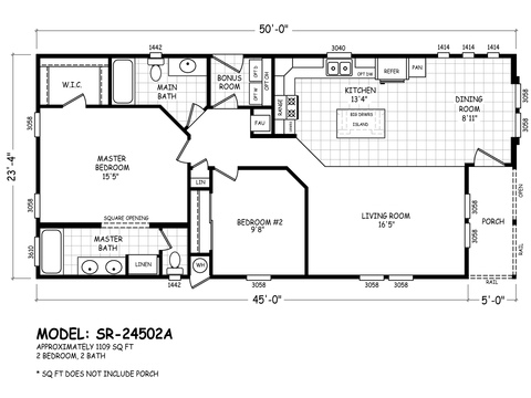 Sedona Ridge 24502A | 2 bedroom, 2 bathroom, 1167 sqft home | Built by Cavco - Goodyear in Goodyear, AZ.
