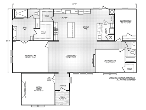 La Sierra 47603A | 3 bedroom, 2 bathroom, 2178 sqft home. Built by Cavco - Austin in Austin, TX.