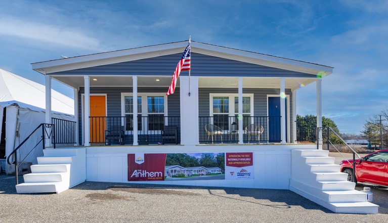 First HUD Approved Nationally Available Duplex | Side A: 3 bedroom, 2 bathroom, 1050 sqft. | Side B: 2 bedroom, 1 bathroom, 1050 sqft. Double porch.