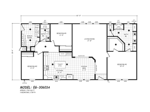 Edge 30603A | 3 Bedroom, 2 Bathroom, 1760 sqft home | Built by Cavco - Goodyear in Goodyear, AZ.