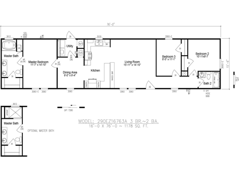 General 16763A | 3 bedroom, 2 bathroom, 1190 sqft home | Built by Cavco - Moultrie in Moultrie, GA.