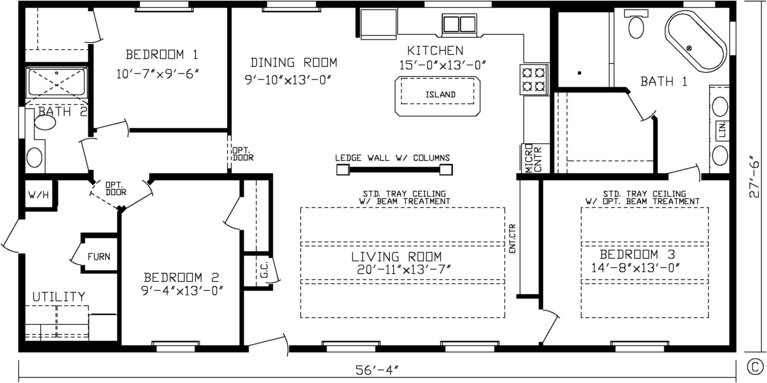 The Millennium Park 28563A | 3 bedroom, 2 bathroom, 1549 sqft home | Built by Cavco - Montevideo in Montevideo, MN.