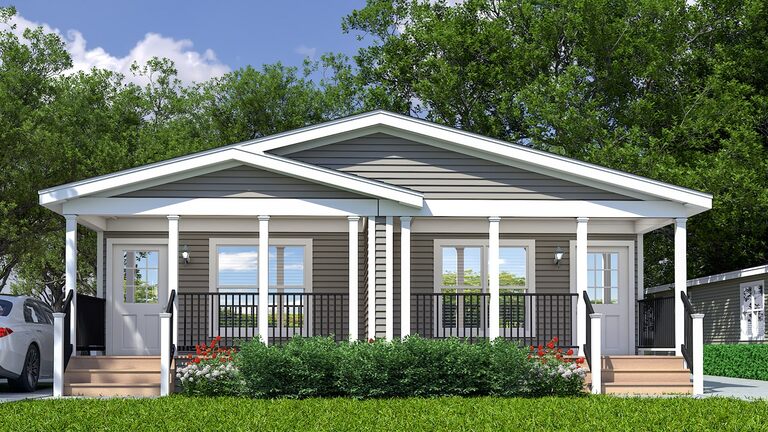 First HUD Approved Nationally Available Duplex | Side A: 3 bedroom, 2 bathroom, 1050 sqft. | Side B: 2 bedroom, 1 bathroom, 1050 sqft. Double porch.