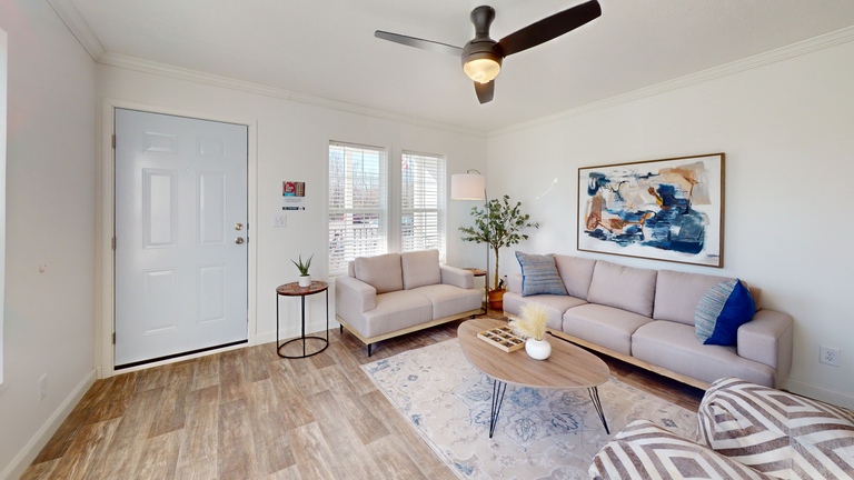 First HUD Approved Nationally Available Duplex | Side A: 3 bedroom, 2 bathroom, 1050 sqft. | Side B: 2 bedroom, 1 bathroom, 1050 sqft. Double porch.