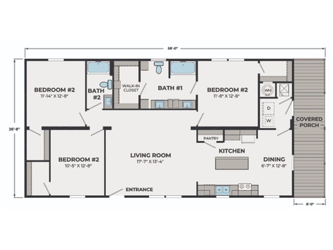 Momentum 28583A | 3 bedroom, 2 bathroom, 1420 sqft home. Built by Cavco - Lancaster in Lancaster, TX.