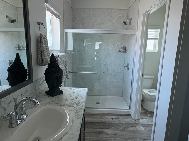 Gorgeous walk-in shower and toilet room, Pacific Del Mar San Marcos CA Pacific Manufactured Homes