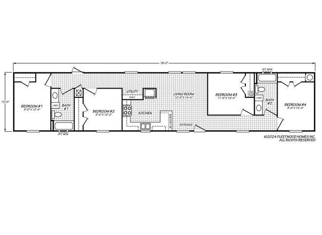 The Pinnacle 16764W | 4 bedroom, 2 bathroom, 1140 sqft home | Built by Cavco - Douglas in Douglas, GA.