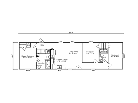 Iron Ranch 16603A | 3 bedroom, 2 bathroom, 960 sqft home | Built by Cavco - Moultrie in Moultrie, GA.