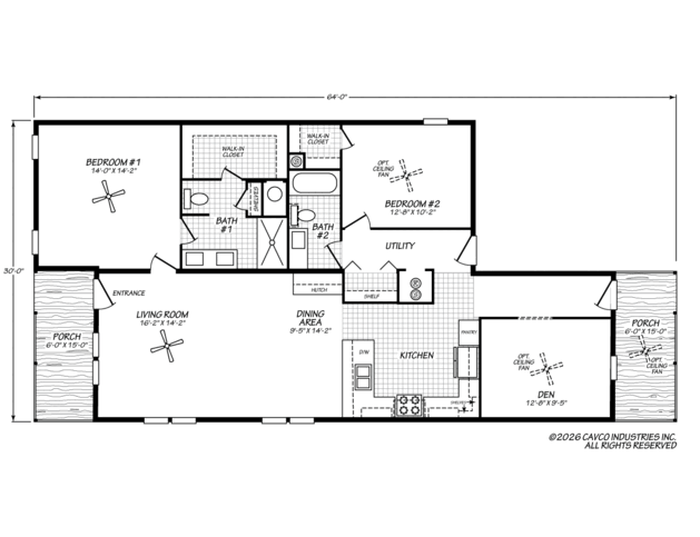 Sandhill 30642A | 2 bedroom, 2 bathroom, 1620 sqft home. Built by Cavco - Plant City in Plant City, FL.