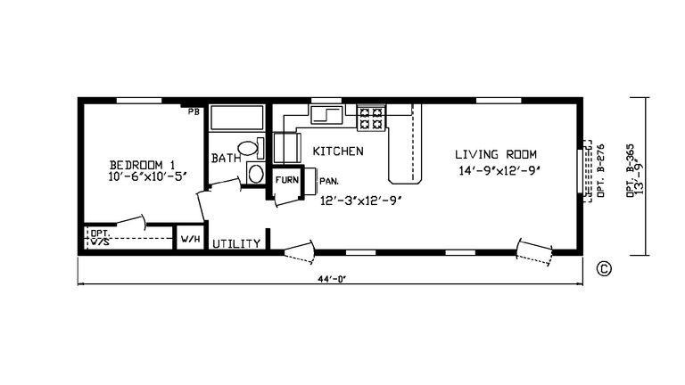 The Newdale 14441AM | 1 bedroom, 1 bathroom, 605 sqft home | Built by Cavco - Montevideo in Montevideo, MN.