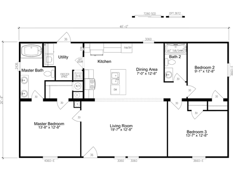 Edge 28483A | 3 bedroom, 2 bathroom, 1280 sqft home | Built by Cavco - Moultrie in Moultrie, GA.