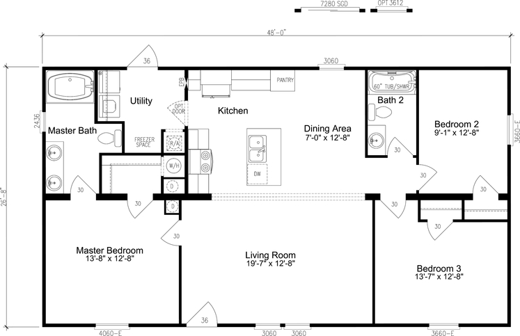 Edge 28483A | 3 bedroom, 2 bathroom, 1280 sqft home | Built by Cavco - Moultrie in Moultrie, GA.