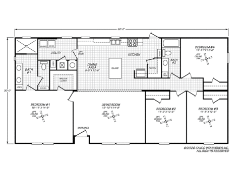 Homeland 30604H | 4 bedroom, 2 bathroom, 1800 sqft home | Built by Cavco - Fort Worth in Fort Worth, TX.