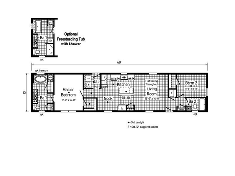Landmark Single 16682B | 2 bedroom, 2 bathroom, 1020 sqft home | Built by Cavco - Goshen in Goshen, IN.