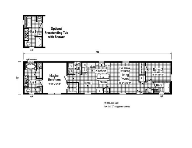Landmark Single 16682B | 2 bedroom, 2 bathroom, 1020 sqft home | Built by Cavco - Goshen in Goshen, IN.
