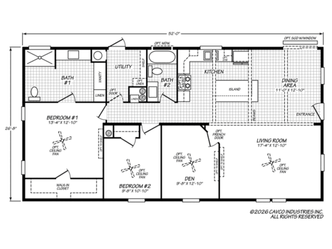 Jenkins 28522A | 2 bedroom, 2 bathroom, 1393 sqft home. Built by Cavco - Plant City in Plant City, FL.
