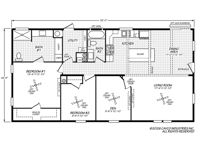Jenkins 28522A | 2 bedroom, 2 bathroom, 1393 sqft home. Built by Cavco - Plant City in Plant City, FL.