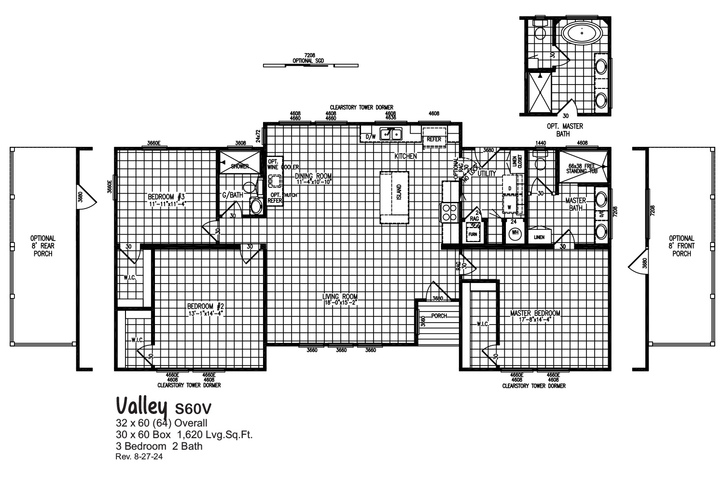 Valley S60V Floorplan Everest Series Triplewide Manufactured Home Huntsville TX