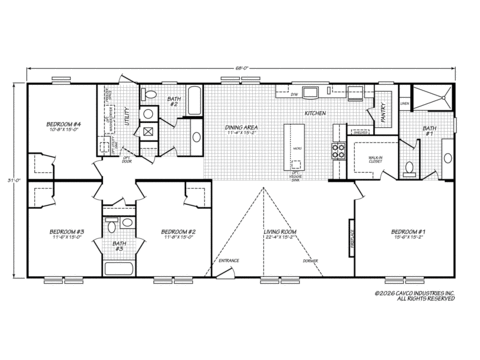 Cimarron IV 32684A | 4 bedroom, 2 bathroom, 2108 sqft home. Built by Cavco - Austin in Austin, TX.