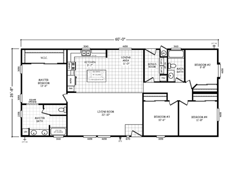 Sedona Ridge 28604A | 4 bedroom, 2 bathroom, 1600 sqft home | Built by Cavco - Goodyear in Goodyear, AZ.