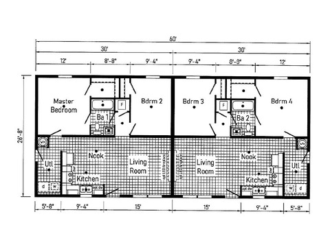 Sapphire Duplex | 4 bedroom, 2 bathroom, 1600 duplex home. Built by Cavco - Clarion in Shippenville, PA.