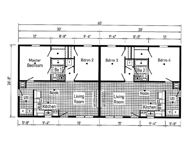 Sapphire Duplex | 4 bedroom, 2 bathroom, 1600 duplex home. Built by Cavco - Clarion in Shippenville, PA.