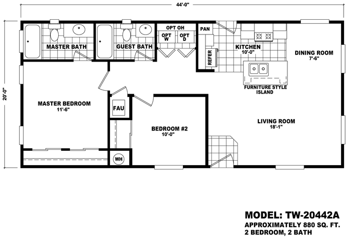 20' Wide Homes 20442A Manufactured Home from Durango Homes, a Cavco Company