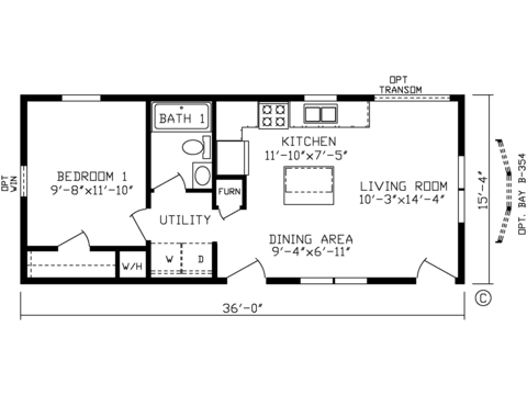 Vista 16361A | 1 bedroom, 1 bathroom, 551 sqft home | Built by Cavco - Montevideo in Montevideo, MN.