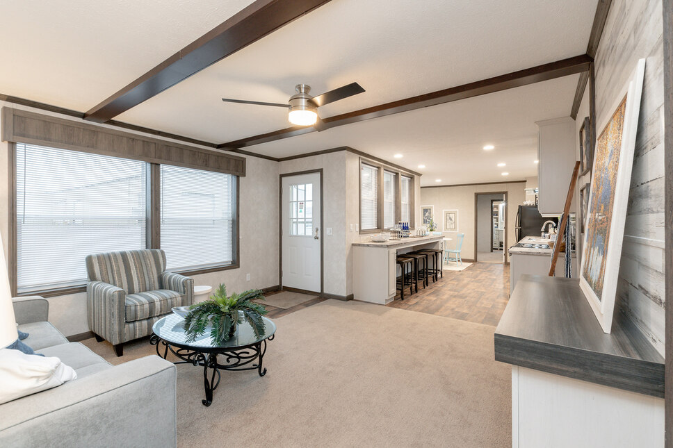 Wood beams, full windows with built in bar and dining area in the Inspiration 184524