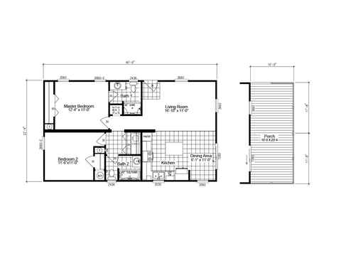 Reggie 24402A | 2 bedroom, 2 bathroom, 933 sqft home | Built by Cavco - Moultrie in Moultrie, GA.
