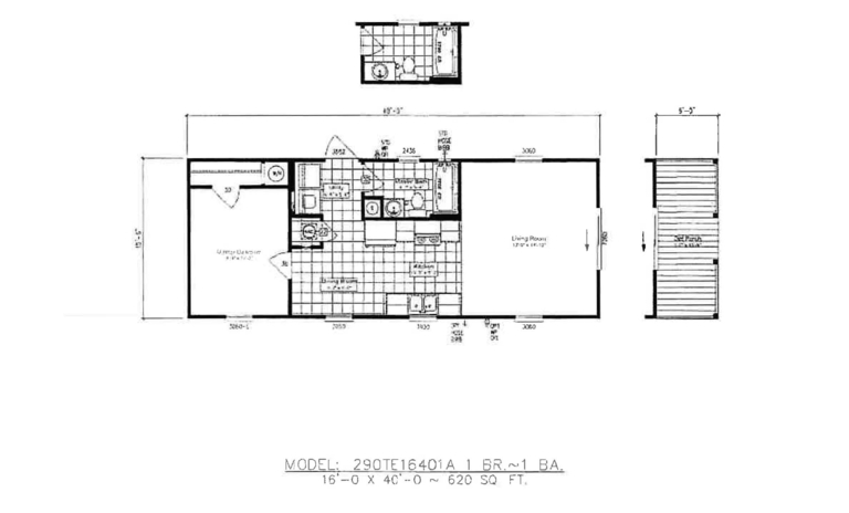 Wall 16401A | 1 bedroom, 1 bathroom, 620 sqft home | Built by Cavco - Moultrie in Moultrie, GA.