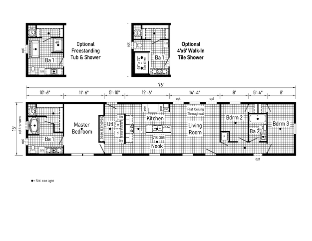Westlake Single 16763B | 3 bedroom, 2 bathroom, 1140 sqft home | Built by Cavco - Dorchester in Dorchester, WI.