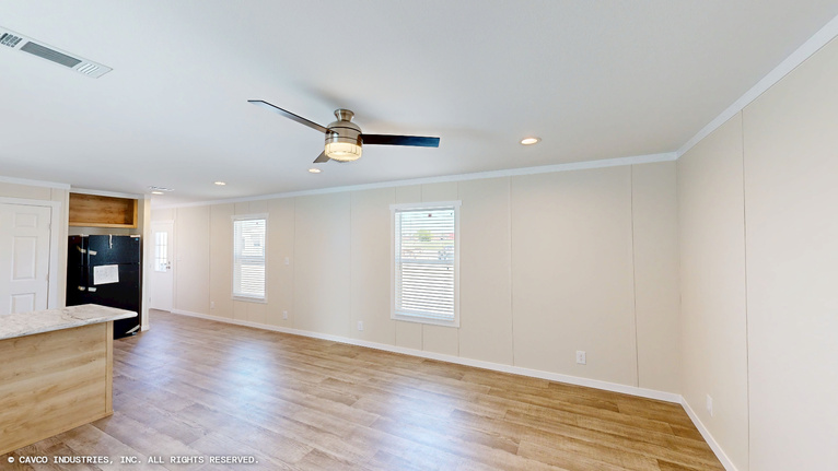 Overlook 16763B | 3 bedroom, 2 bathroom, 1140 sqft home. Built by Cavco - Lancaster in Lancaster, TX.