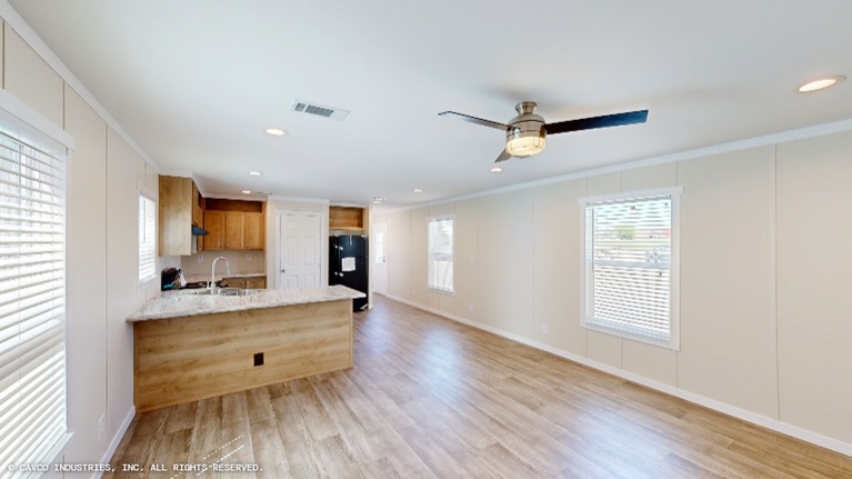 Overlook 16763B | 3 bedroom, 2 bathroom, 1140 sqft home. Built by Cavco - Lancaster in Lancaster, TX.